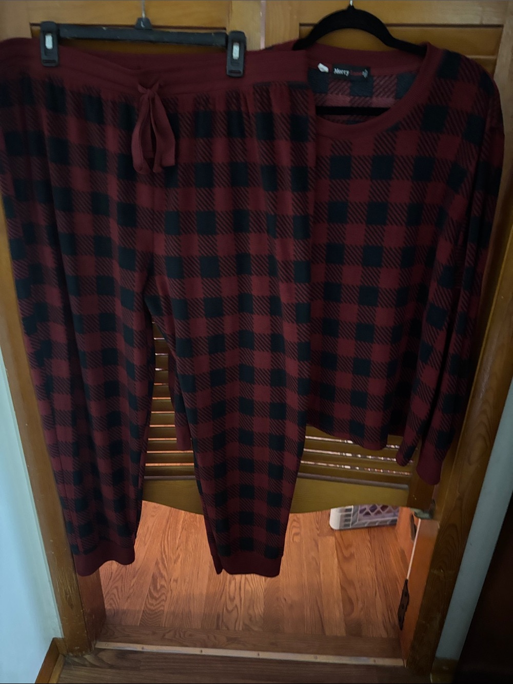 Men's Burgundy and Black Buffalo Plaid Pajama Set -